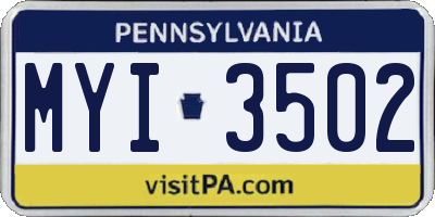 PA license plate MYI3502