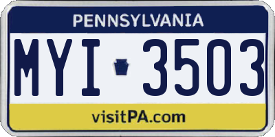 PA license plate MYI3503