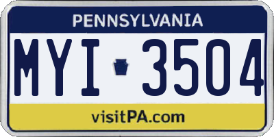 PA license plate MYI3504