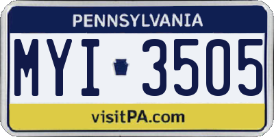 PA license plate MYI3505