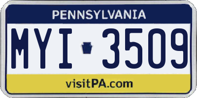 PA license plate MYI3509