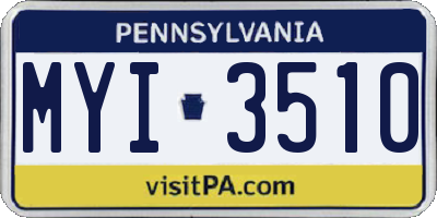 PA license plate MYI3510