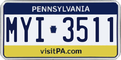PA license plate MYI3511