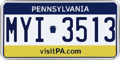 PA license plate MYI3513
