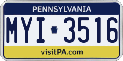 PA license plate MYI3516