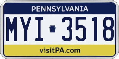 PA license plate MYI3518