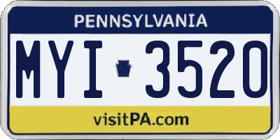 PA license plate MYI3520