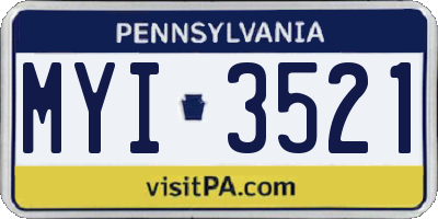 PA license plate MYI3521