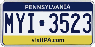PA license plate MYI3523