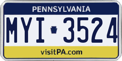 PA license plate MYI3524