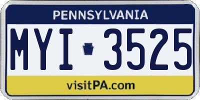 PA license plate MYI3525