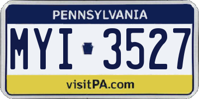 PA license plate MYI3527