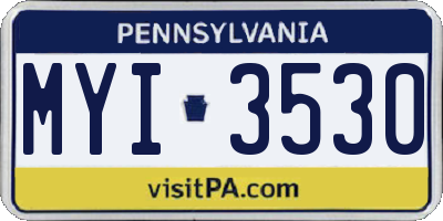 PA license plate MYI3530