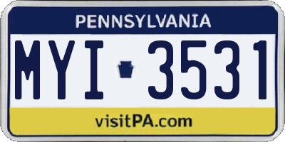 PA license plate MYI3531