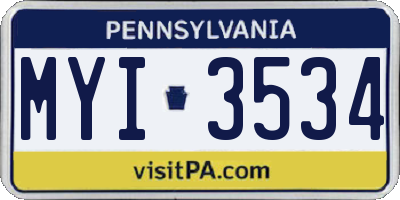 PA license plate MYI3534