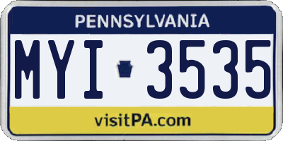 PA license plate MYI3535