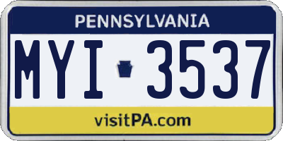 PA license plate MYI3537