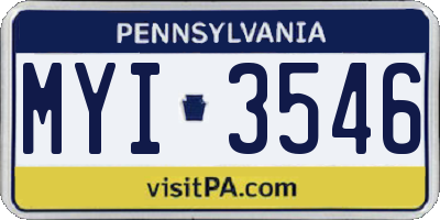 PA license plate MYI3546