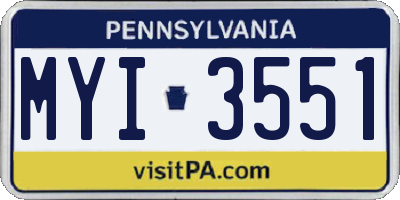 PA license plate MYI3551
