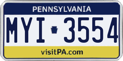 PA license plate MYI3554