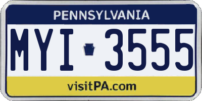 PA license plate MYI3555