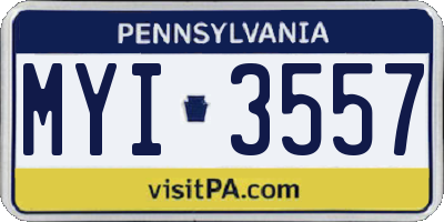 PA license plate MYI3557