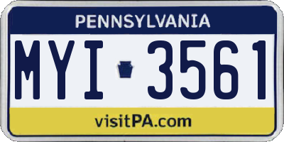 PA license plate MYI3561