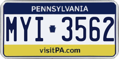 PA license plate MYI3562