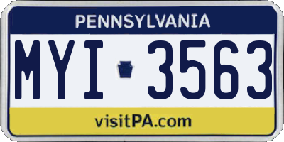 PA license plate MYI3563