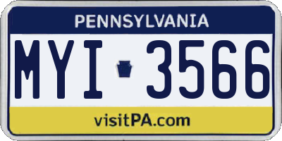 PA license plate MYI3566