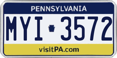 PA license plate MYI3572
