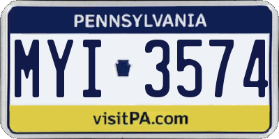 PA license plate MYI3574
