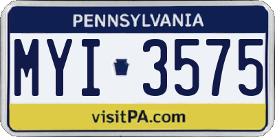 PA license plate MYI3575