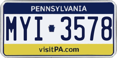 PA license plate MYI3578