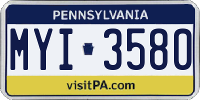 PA license plate MYI3580