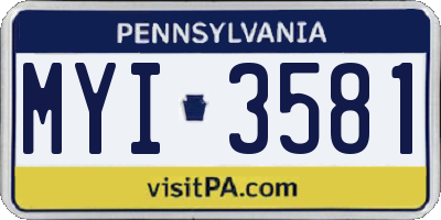 PA license plate MYI3581