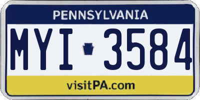 PA license plate MYI3584