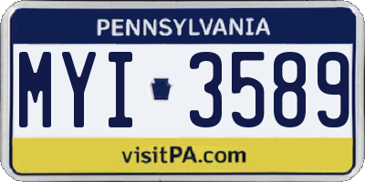 PA license plate MYI3589