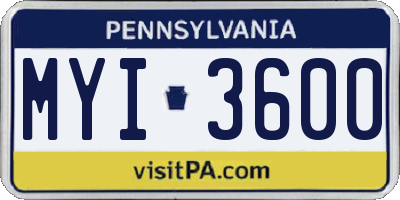 PA license plate MYI3600