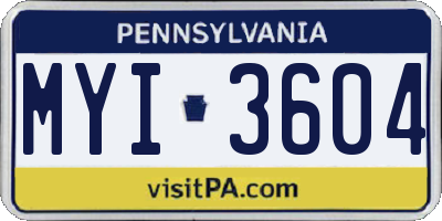 PA license plate MYI3604