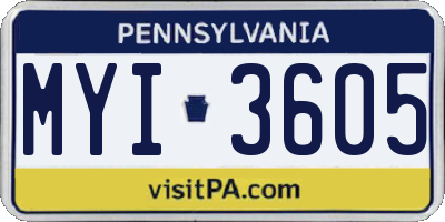 PA license plate MYI3605