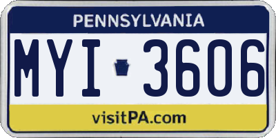 PA license plate MYI3606