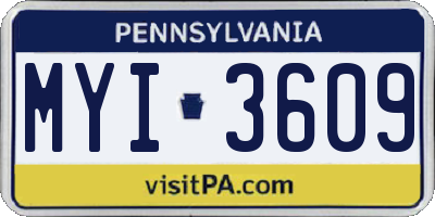 PA license plate MYI3609