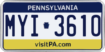 PA license plate MYI3610
