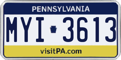 PA license plate MYI3613