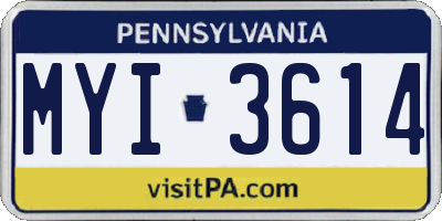 PA license plate MYI3614