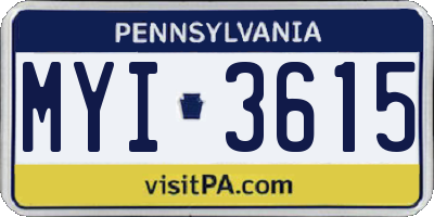 PA license plate MYI3615