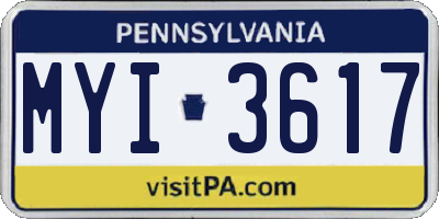 PA license plate MYI3617
