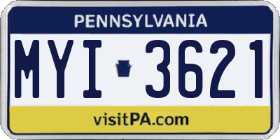 PA license plate MYI3621