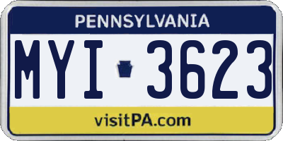 PA license plate MYI3623